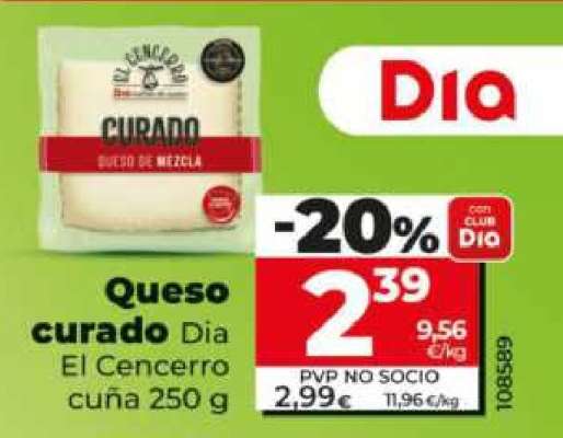 Queso curado Dia El Cencerro cuña 250 g