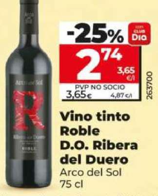 Vino tinto roble D.O. Ribera del Duero