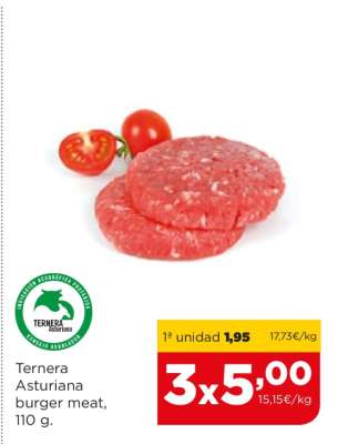 Ternera Asturiana burger meat, 110 g.