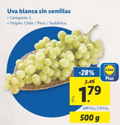 Uva blanca sin semillas