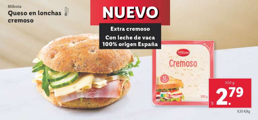 Milbona Queso en lonchas cremoso