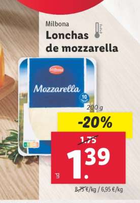 Milbona Lonchas de mozzarella