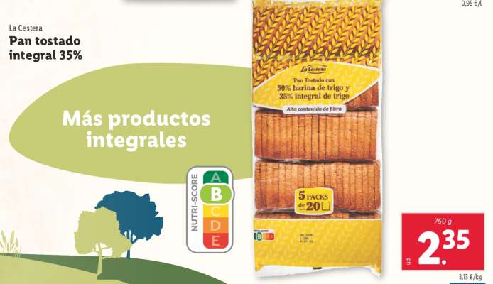 Pan tostado integral 35%