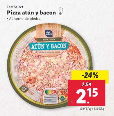 Pizza atún y bacon