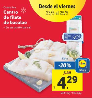 Centro de filete de bacalao