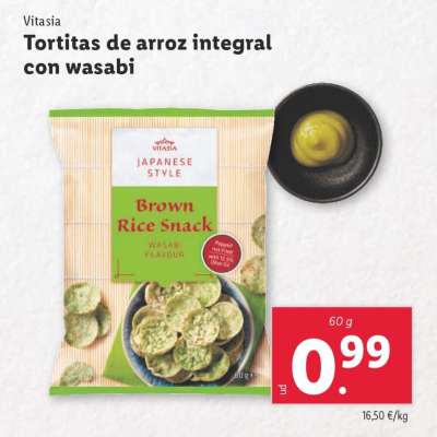 Tortitas de arroz integral con wasabi